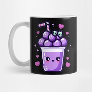 Cute Kawaii Blueberry Boba Drink with Hearts | Kawaii Cute Food Design Mug